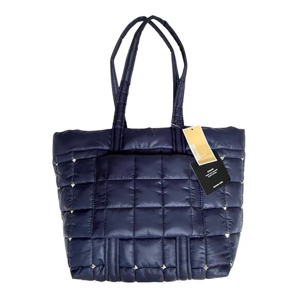 NEW Michael Kors Blue TOTE BAG HANDBAG Stirling Recycled Studded Purse 17x12 NWT - Picture 2 of 13